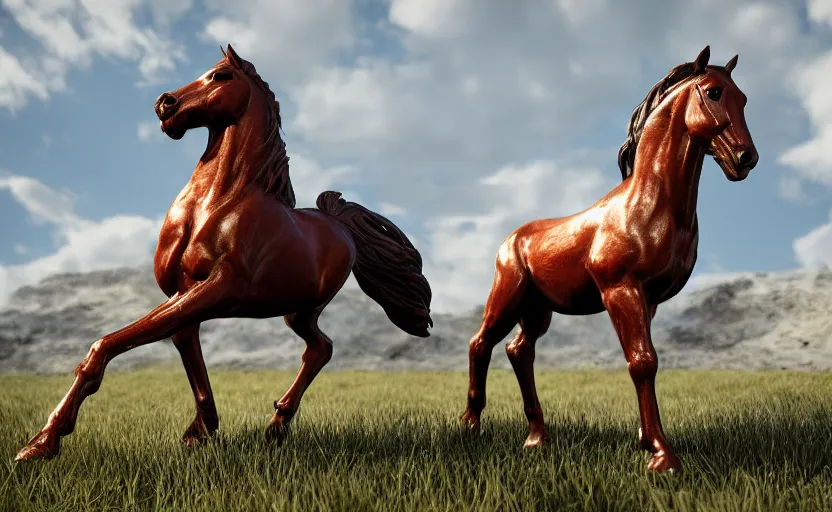 Image similar to Horse bronze figure, unreal engine, highly detailed