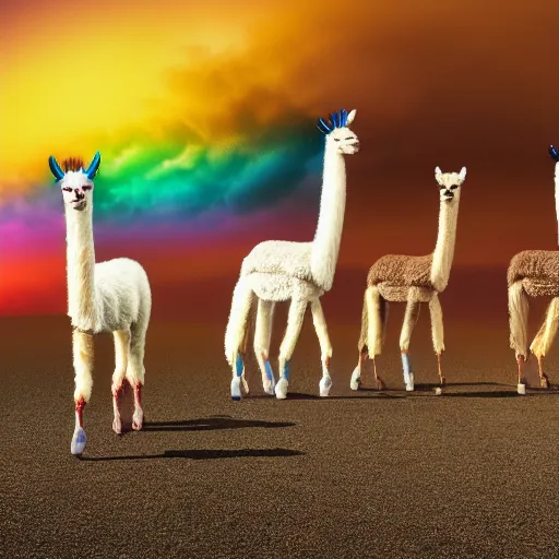 Image similar to 3 rainbow llamas standing around a crt monitor, 8 k