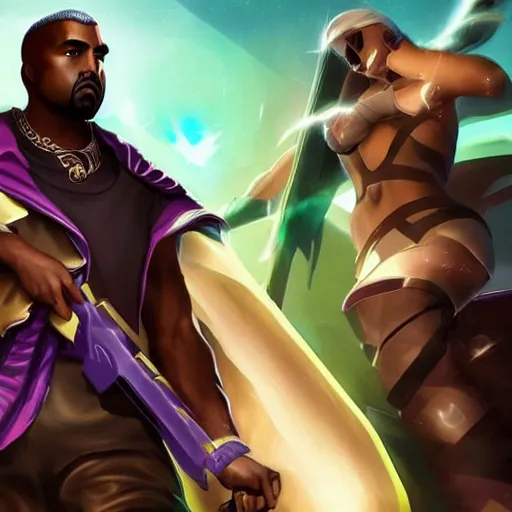 Image similar to kanye west, league of legends splash art