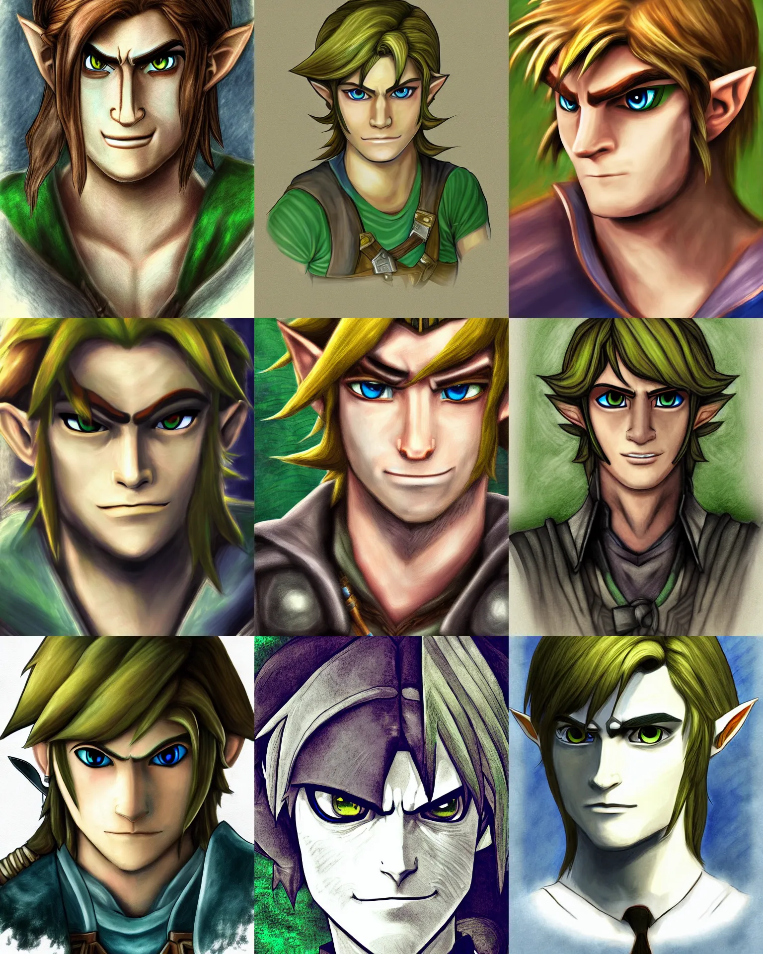 Prompt: A portrait of Link from Twilight Princess, digital art, heavy shading, colored