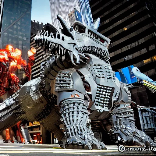 Prompt: mechacthulhu vs mechagodzilla in New York City. 2700.