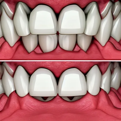 Image similar to poorly rendered 3 d set of teeth