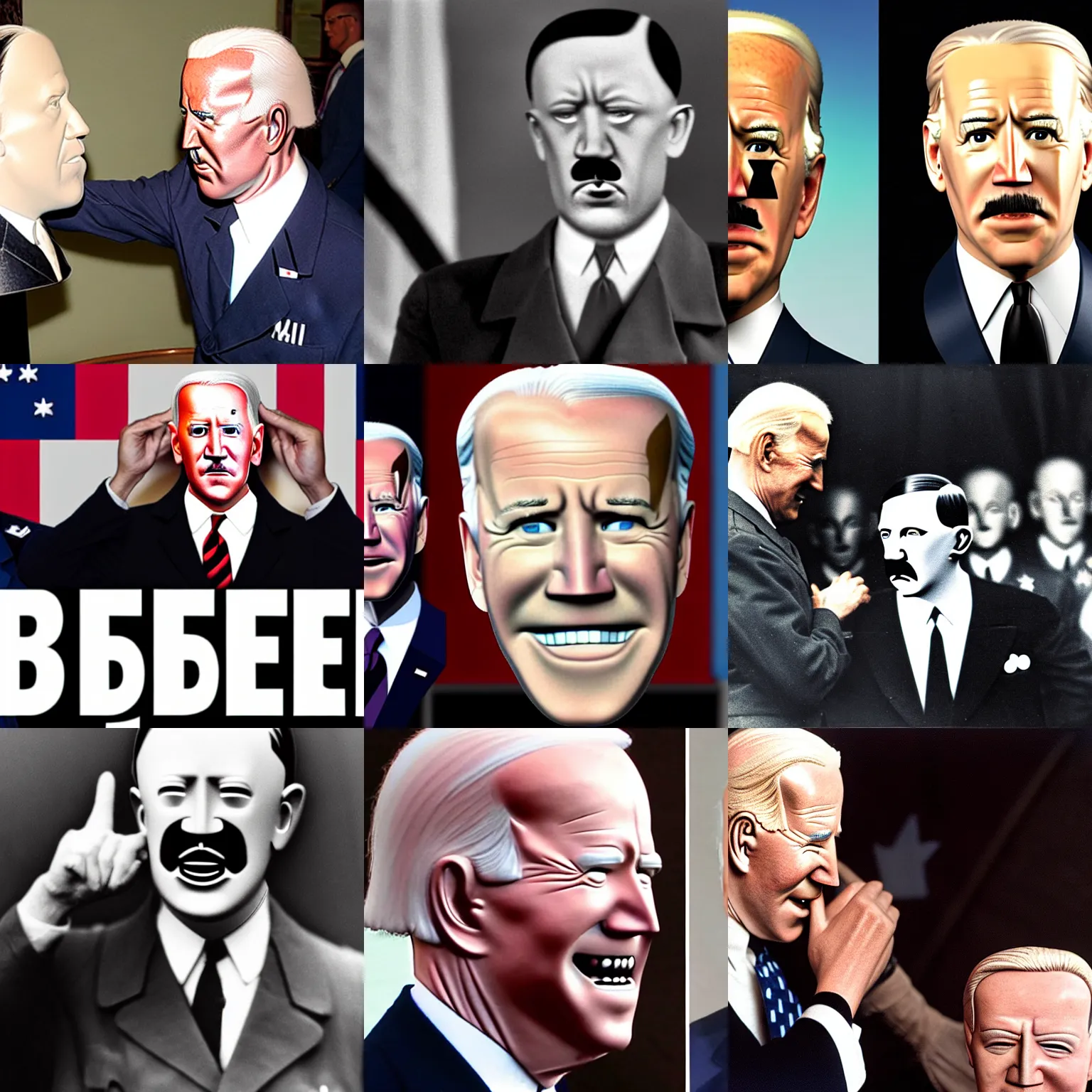 Prompt: hitler taking off joe biden mask