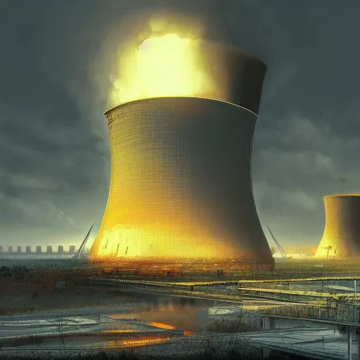 Prompt: A nuclear power plant by krzysztof nowak, artstation