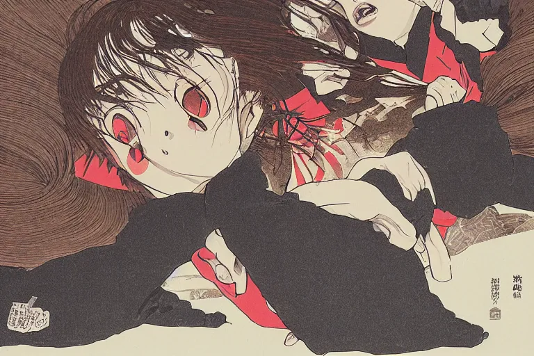 Image similar to dramatic illustration by hidenori yamaji