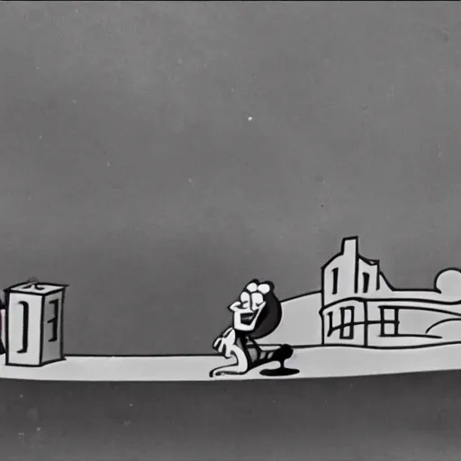 Prompt: black and white screen from SpongeBob in Steamboat Willie (1928)