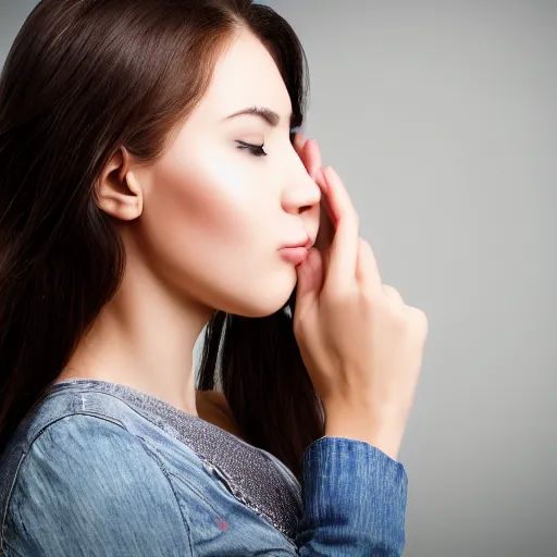 Image similar to young woman face profile with horse nose