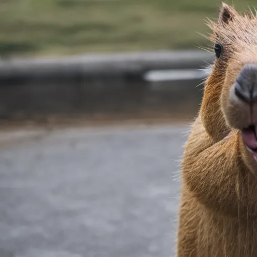 Prompt: capybara wearing a suit, full body, facing camera, centered, high quality art