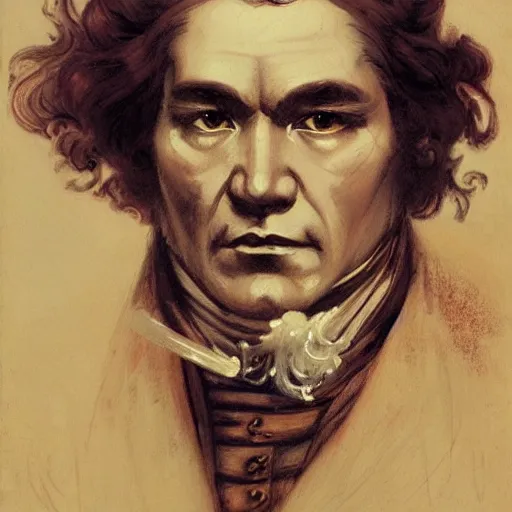 Image similar to ludwig van beethoven, wuxia, character design, painting by gaston bussiere, katsuya terada, frank frazetta, tom of finland, trending on artstation