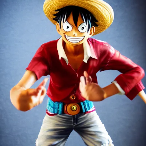 Prompt: photorealistic luffy real life, random content position, details face content, details body content, medium long shot