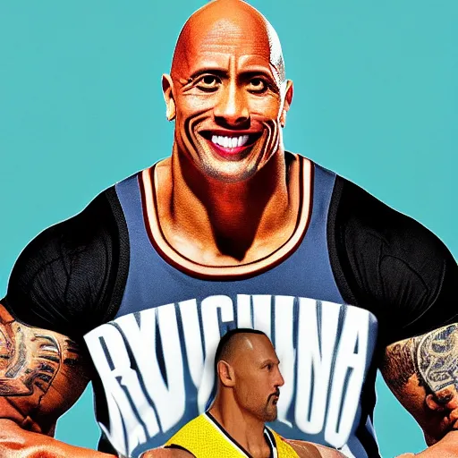 Image similar to a sport shot Dwayne Johnson as NBA player