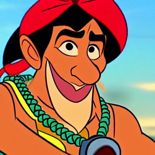 Prompt: Abu from Aladdin wearing an ammo bandolier. Style of 1990s Disney animation.