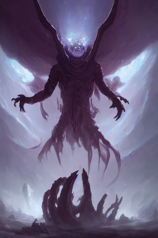 Image similar to eldritch god, cosmic, nightmare, outer space, aliens, digital art, magic the gathering, mtg, by greg rutkowski, trending on artstation