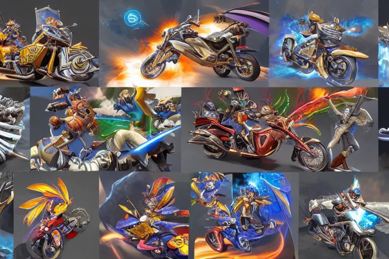 Image similar to an ultra detailed 3 d vector render of card games on motorcycles, yu - gi - oh anime, ultrawide lense, aerial photography, 8 k, volumetric lighting, smooth, highly detailed, digital illustration, art by greg rutkowski and akira toriyama and artgerm