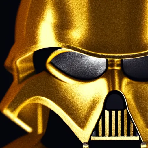 Prompt: golden colored darth vader, photograph, 4k, trending on artstation