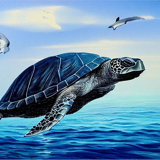 Image similar to a turtle on a whale, photorealistic