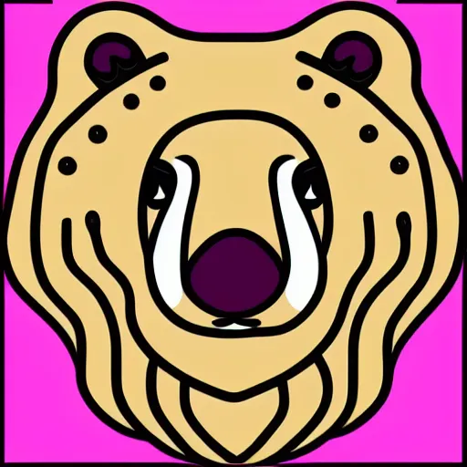 Image similar to a cute pink fluffy vector podcast logo of a streaming bear, golden ratio, iconic, award winning, line art, bold, playful