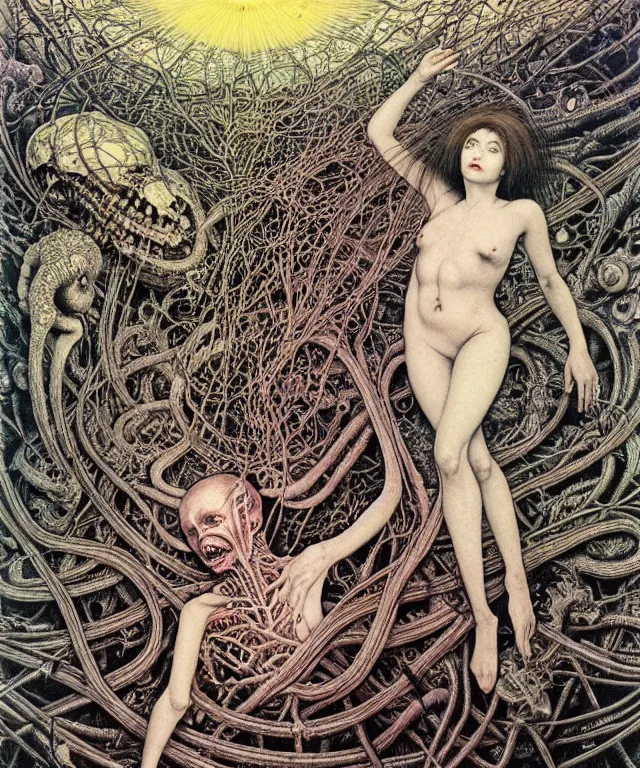 Prompt: early colour 8k photo of the miracle of life by H.R.Giger, Vania Zouravliov, by Ayami Kojima, Amano, Takato Yamamoto
