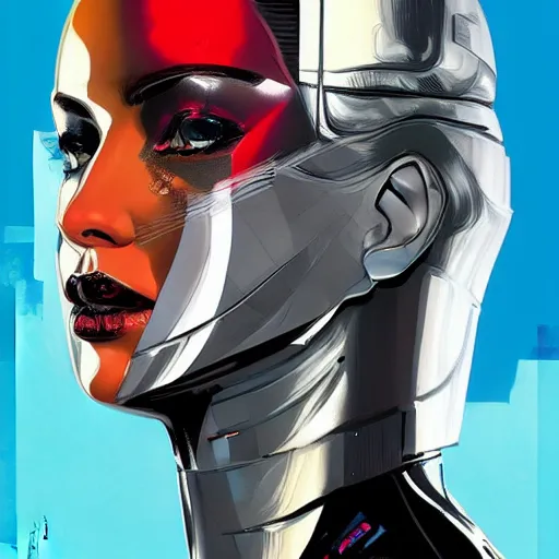 Image similar to portrait of a female android, by MARVEL comics and Sandra Chevrier, 8k