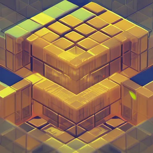 Prompt: transparent cube, isometric, voxels, game art