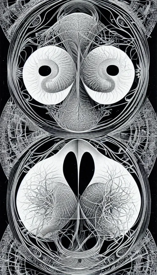 Image similar to Abstract representation of ying Yang concept, by Ernst Haeckel