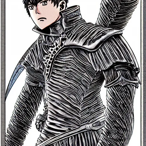 Prompt: Guts, Berserk, in the style of kentaro miura, very detailed, masterpiece, award winning, greatsword, coloured, manga