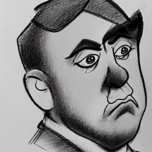 Image similar to milt kahl pencil sketch of adolf hitler warner brothers cartoon