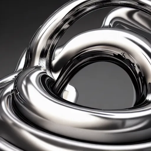 Image similar to hyperfuturism abstract 3 d object, liquid metal, chrome, fur, octane render, high detail