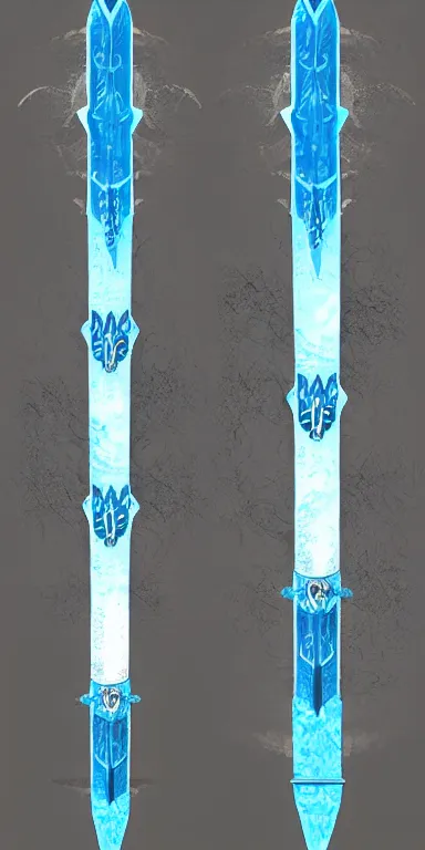 Prompt: glacier warrior sword blade, blue snow theme sword blade, fantasy sword of warrior, armored sword blade, glacier coloring, epic fantasy style art, fantasy epic digital art, epic fantasy weapon art