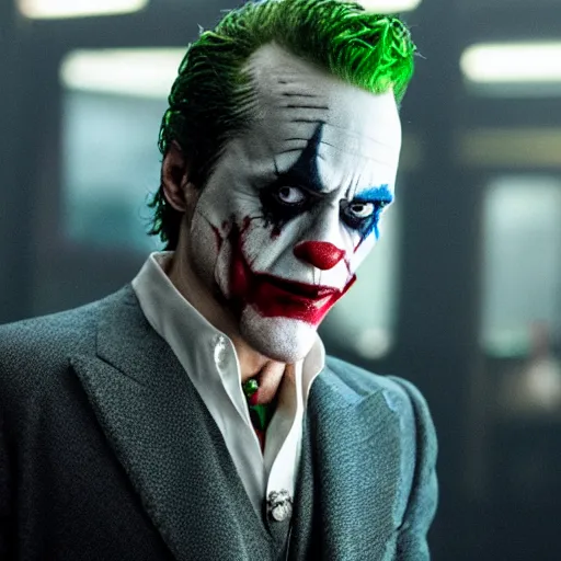 Image similar to film still of Robert Downey Junior as joker in the new Joker movie
