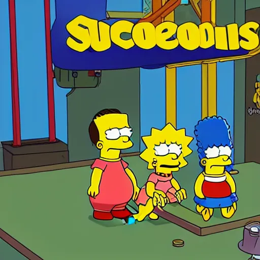 Image similar to The Simpsons in the series Squid Game.