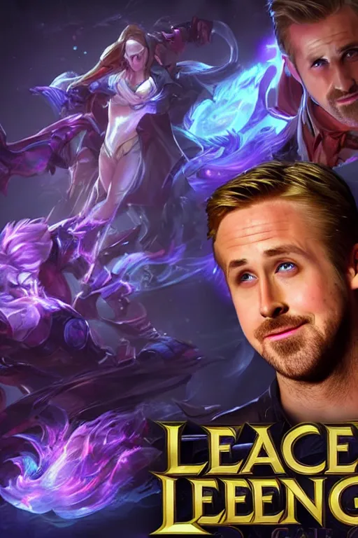 Prompt: ryan gosling as a character in the game league of legends, with a background based on the game league of legends, league of legends splash art, detailed face