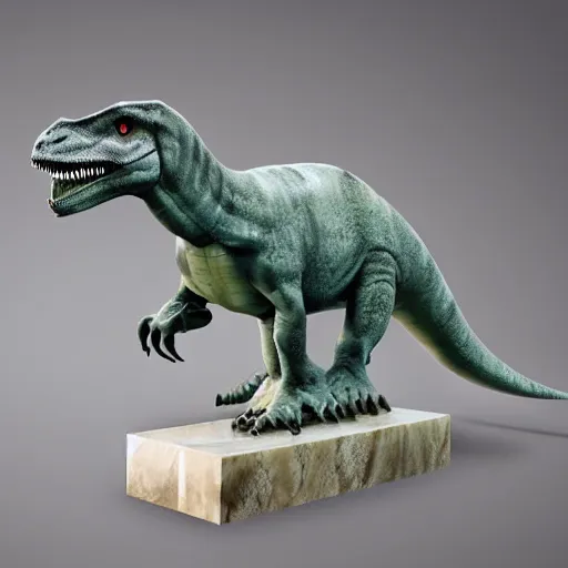Image similar to marble statue of prehistoric dinosaur