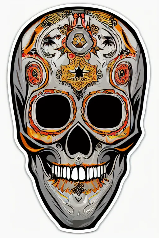 Image similar to A portrait of a skull that is a cowboy, sticker, colorful, illustration, highly detailed, smooth and clean vector curves, no jagged lines, vector art, smooth