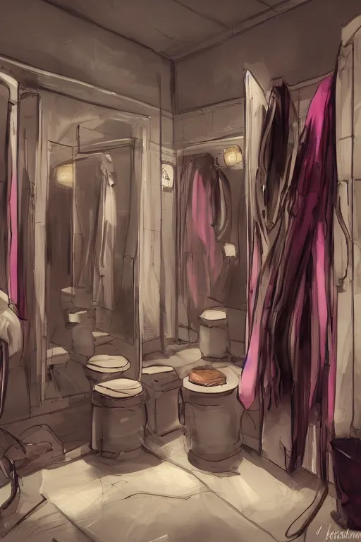 Image similar to inside of a dressing room stall, concept art, Artstation