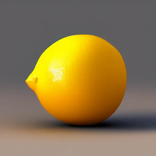 Image similar to a high quality render of a low poly lemon,