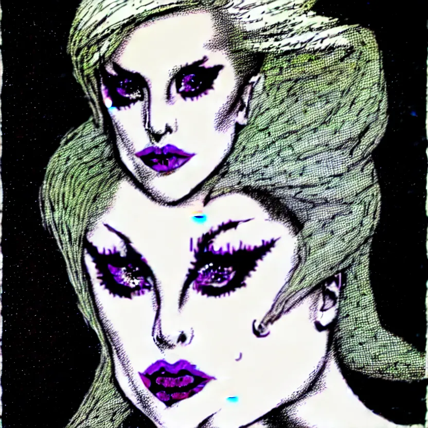 Image similar to portrait of lady gaga in the style of marc silvestri pen and ink drawing, high detail