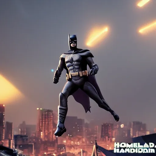 Prompt: Homelander (played by Anthony Starr on the series The Boyz) killing Batman (played by Adam West), epic composition, octane render, artstation