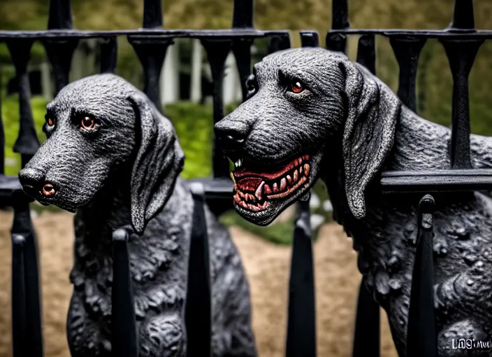 Image similar to photo of a real life photorealistic cerberus hound guarding the gates to the underworld. fantasy horror style. highly detailed 8 k. intricate. lifelike. soft light. nikon d 8 5 0 5 5 mm. dof. cinematic post - processing.