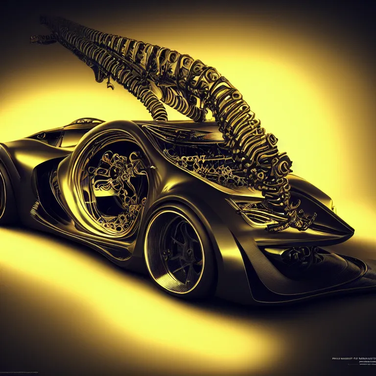 Prompt: biomechanical ribbed spinal dark supercar car, car concept art, baroque painting, beautiful detailed intricate insanely detailed octane render, 8K artistic photography, photorealistic, chiaroscuro, Raphael, Caravaggio, lit by colorful pastel neon lights