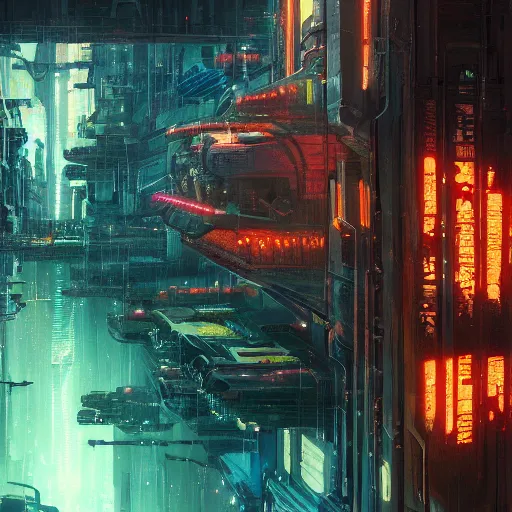 Image similar to an enigmatic and terrifying painting of a cyberpunk universe by marc simonetti, greg rutkowski, ferdinand knab, colour, hyper detail, 8 k, city, universe, nebula, cars, neon, neo - tokyo, burst of colour, imaginary, concept art, out of this world, depth, incredible depth