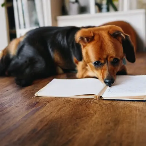 Image similar to photo of a dog eating homework