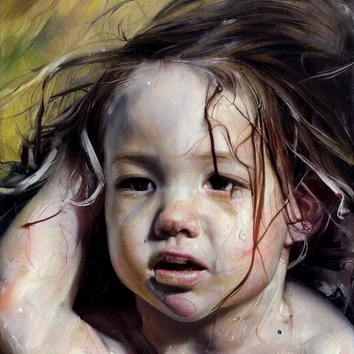 Image similar to high quality high detail painting by jenny saville, hd, pretty girl running in a park, wind, photorealistic lighting