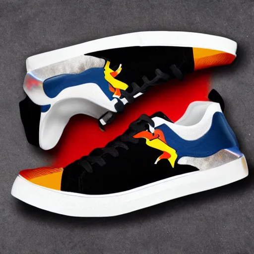 Image similar to A pair of sneakers inspired by In the pokemon Charizard