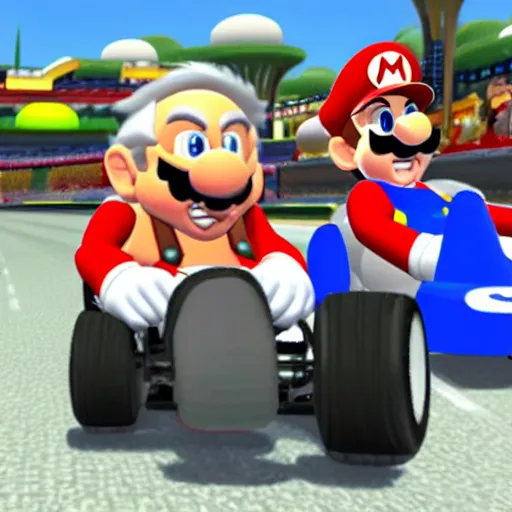 Image similar to Bernie Sanders in Mario Kart