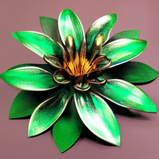 Image similar to cybertronic metallic large lily flower, beautiful, high detail