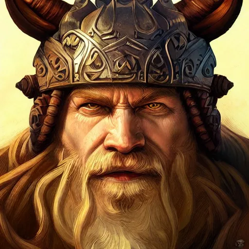 Prompt: digital painting of a hugh viking king by filipe pagliuso and justin gerard, symmetric, fantasy, highly, detailed, realistic, intricate