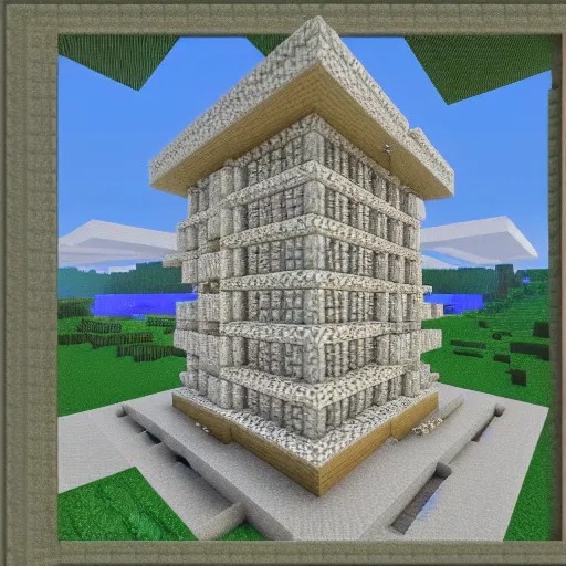 Prompt: a minecraft building by boullee