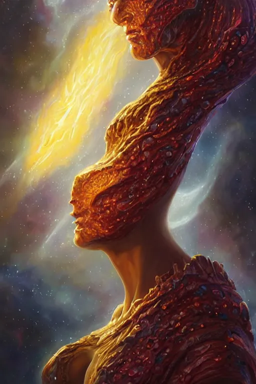 Prompt: beautiful oil painting with high detail of a wise Space ent((((Melting))))) made of stars and plasma, hybrid from dungeons and dragons and art direction by James Cameron ;by artgerm; wayne reynolds art station; cinematic quality character render; low angle; ultra high quality model; production quality cinema model