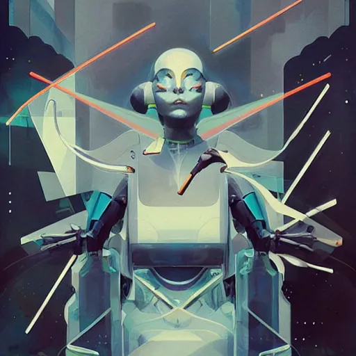 Image similar to scifi futurism automaton minimalism chrome by peter mohrbacher art Hajime Sorayama airbrush hyperrealism model abstract shatter fragments cubism futurism pastel blue soft flat minimal minimalism portrait face jackson pollock ukiyo-e